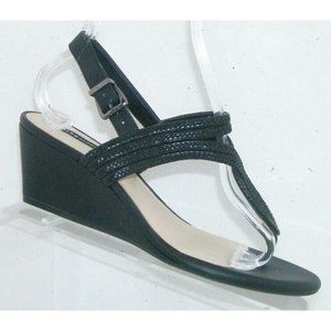 Alex Marie black man made thong buckle slingback wedge heels 8.5M